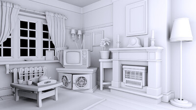 MAYA卡通室內客廳場景建模與設施工程服務