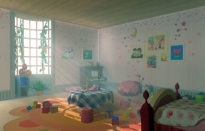 卡通臥室與室外設(shè)施工程施工資源下載 小孩房間模型及MB、MAX、FBX、OBJ格式網(wǎng)盤分享